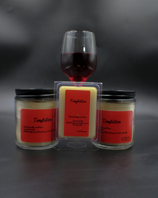 Temptation (Black Raspberry & Strawberry) Candle 8oz w/Wooden Wick